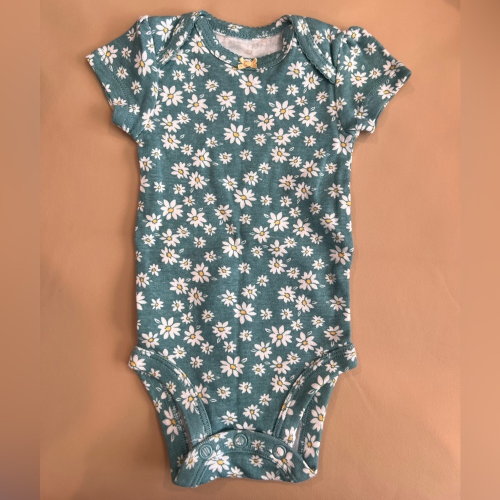 Carter's Teal and White Daisy Print Bodysuit